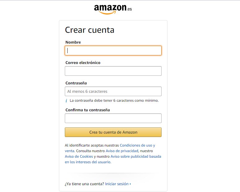 Como registrarse en Amazon